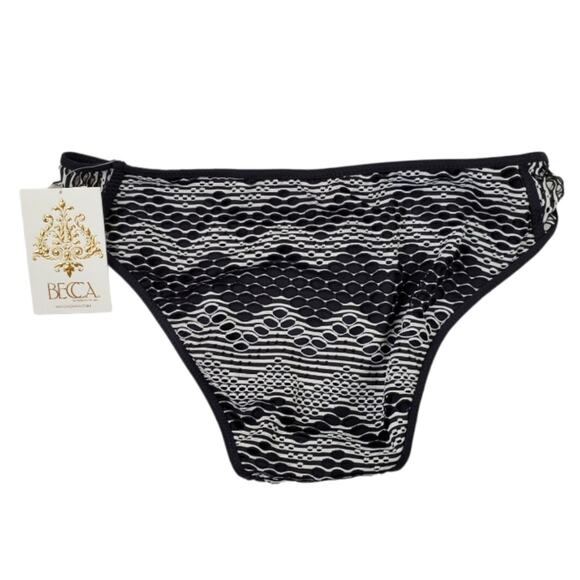 Becca Women's Black White Virtue Reveal Hipster Swim  Bottoms Size M - Picture 3 of 7